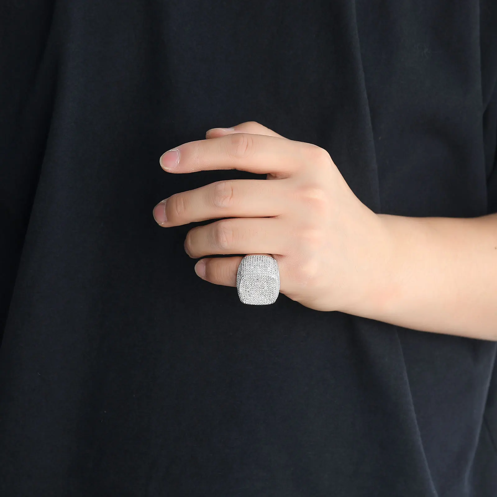 

Iced CZ Square Rings for Women Men Solid Color Prong Setting AAAAA Cubic Zirconia Rings Fashion Jewelry for Gift