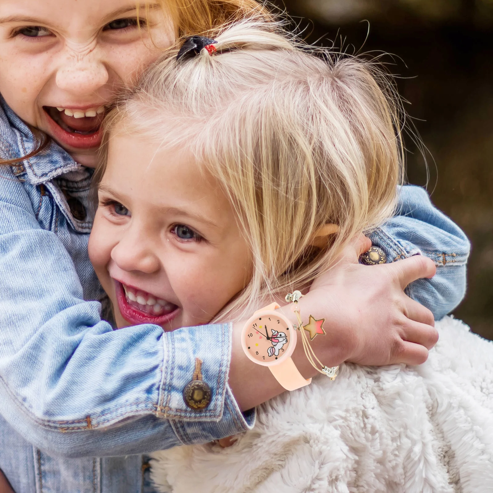 

1Set Portable Kids Wristwatch Unicorn Cartoon Pattern Lightweight Adjustable Band Quartz Watch Decorative Gift for Students