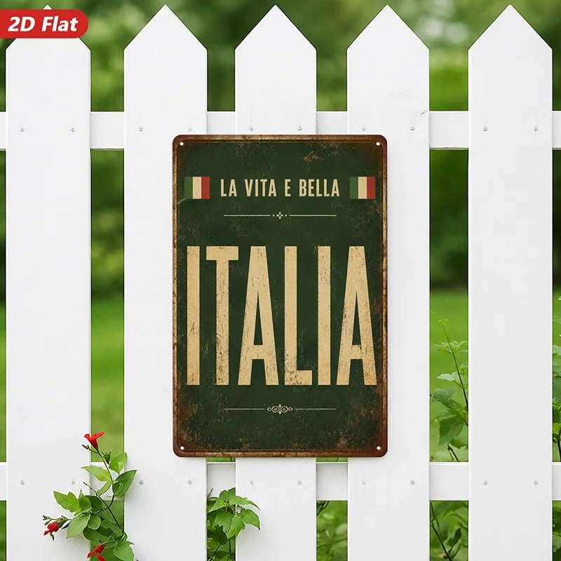 2D Flat, 1pc Metal Sign Wall Art, Italian Themed Decorative Painting, 
