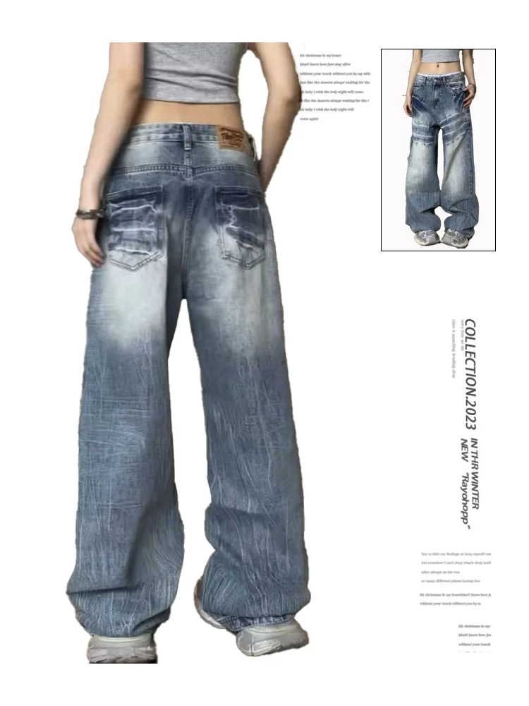 

Women Y2k Baggy Jeans Harajuku Denim Trousers 90s Aesthetic Oversize Punk Jean Pants Vintage Japanese 2000s Style Trashy Clothes