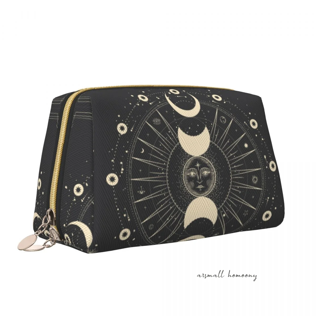 Moon Star Mystic Sun Large Capacity Durable Corduroy Travel Cosmetic Bag with Waterproof Lining