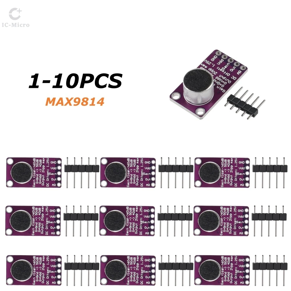 XZG MAX9814 Microphone AGC Amplifier Board Sound sensor Module Auto Gain Control Attack for Arduino MAX4466 PCB Board Diy 1-10P