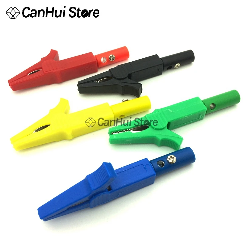 1set 55MM Alligator Clip + 4MM Banana Plug Battery Test Probe Multimeter Pen Cable Probes Crocodile Clamp Colour Plugs Clips