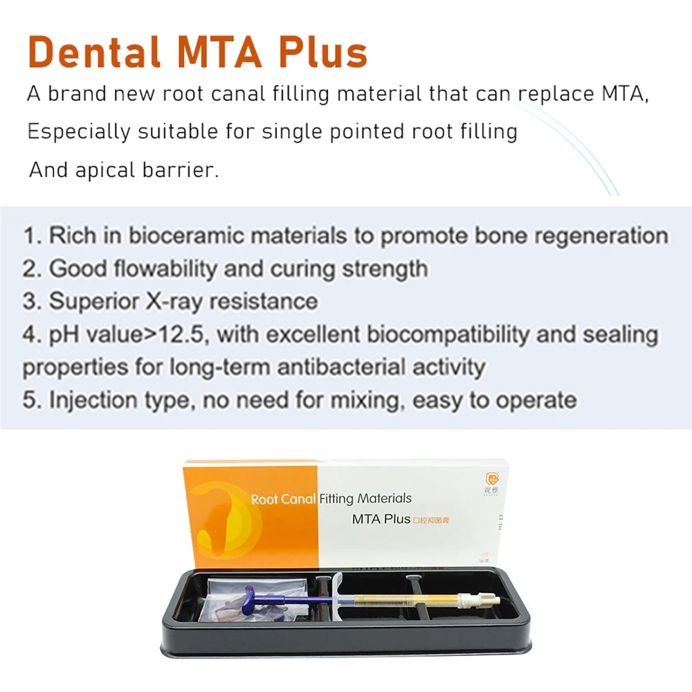 MTA Dental Material Root Canal Filling Fitting 1g Syinge Endodontic Sealing Liner Treatment Mta Plus Repair Cement Dentistry