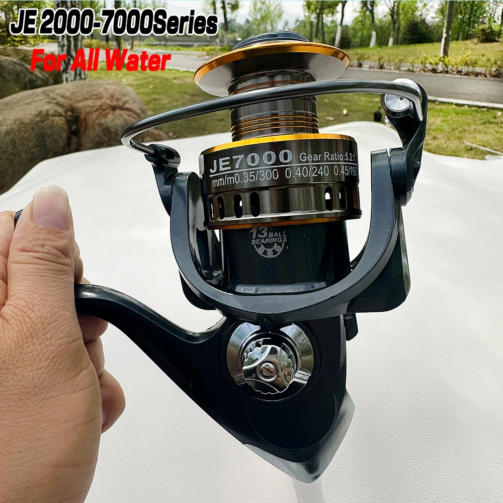 2024 New High Quality 2000-7000 Saltwater Fishing Reel 5.2:1 Gear Ratio 12KG Max Spinning Reel Jig Casting Spinning Fishing Reel