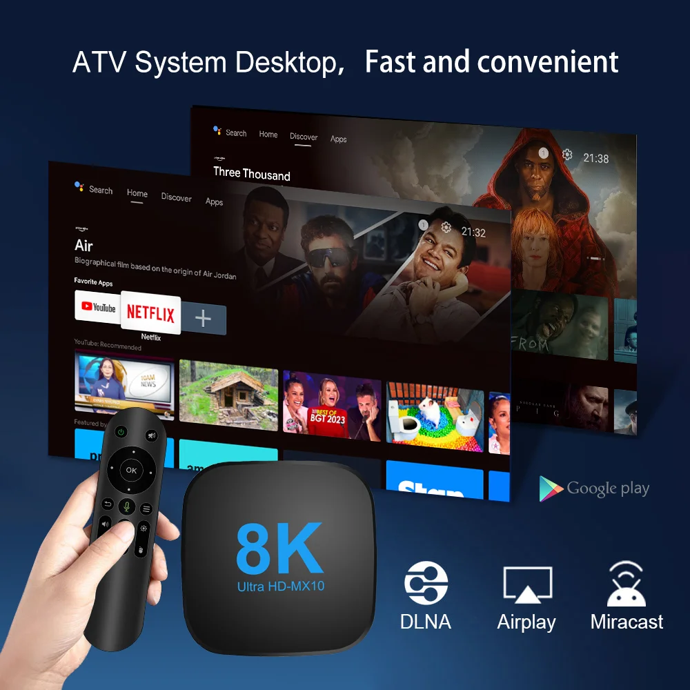 Android 13 Smart TV Box Quad-Core A53 2GB 16GB Dual-Band Wi-Fi BT5.0 Spraakassistent 4K Mediaspeler