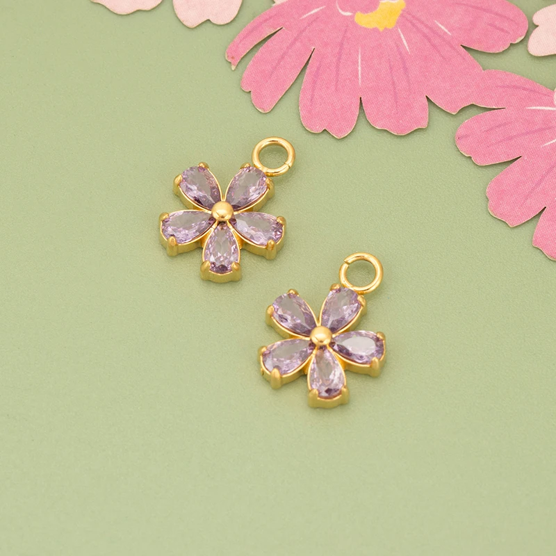 assoonas, 4 Stück/Set, MI70, wasserdichte Schmuckaccessoires, 316L-Edelstahl, Zirkonia, Anhänger, Schmuckzubehör, DIY-Anhänger – Detail 5