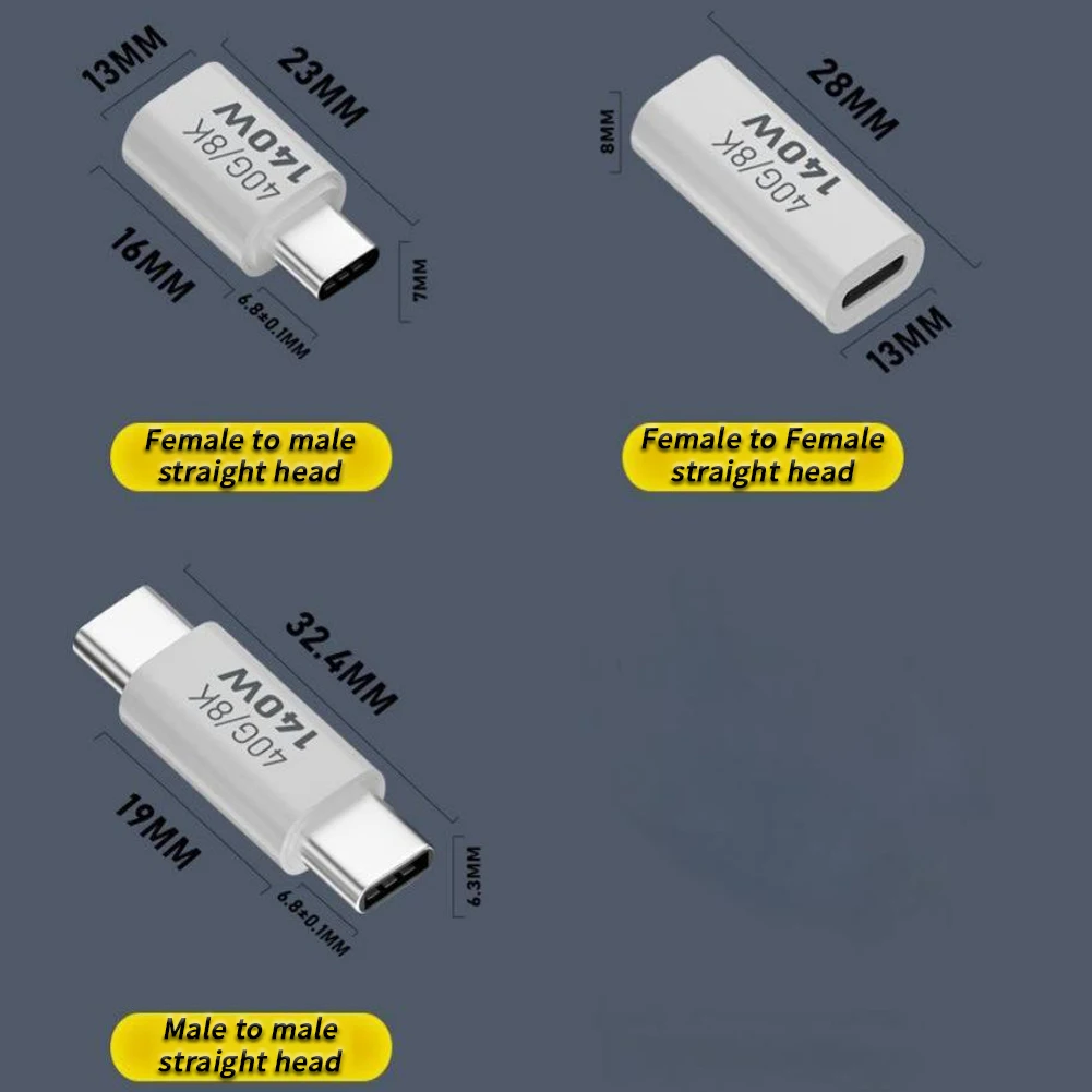 2024ใหม่ USB C อะแดปเตอร์ Type C ที่ชาร์จสายต่อ40Gpbs ตัวแปลง PD140W Type C รองรับการส่งและชาร์จ