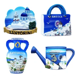 Handmade Painted Santorini Vase Coast Church, Greece 3D Fridge Magnets Tourism Souvenirs Refrigerator Magnetic Stickers