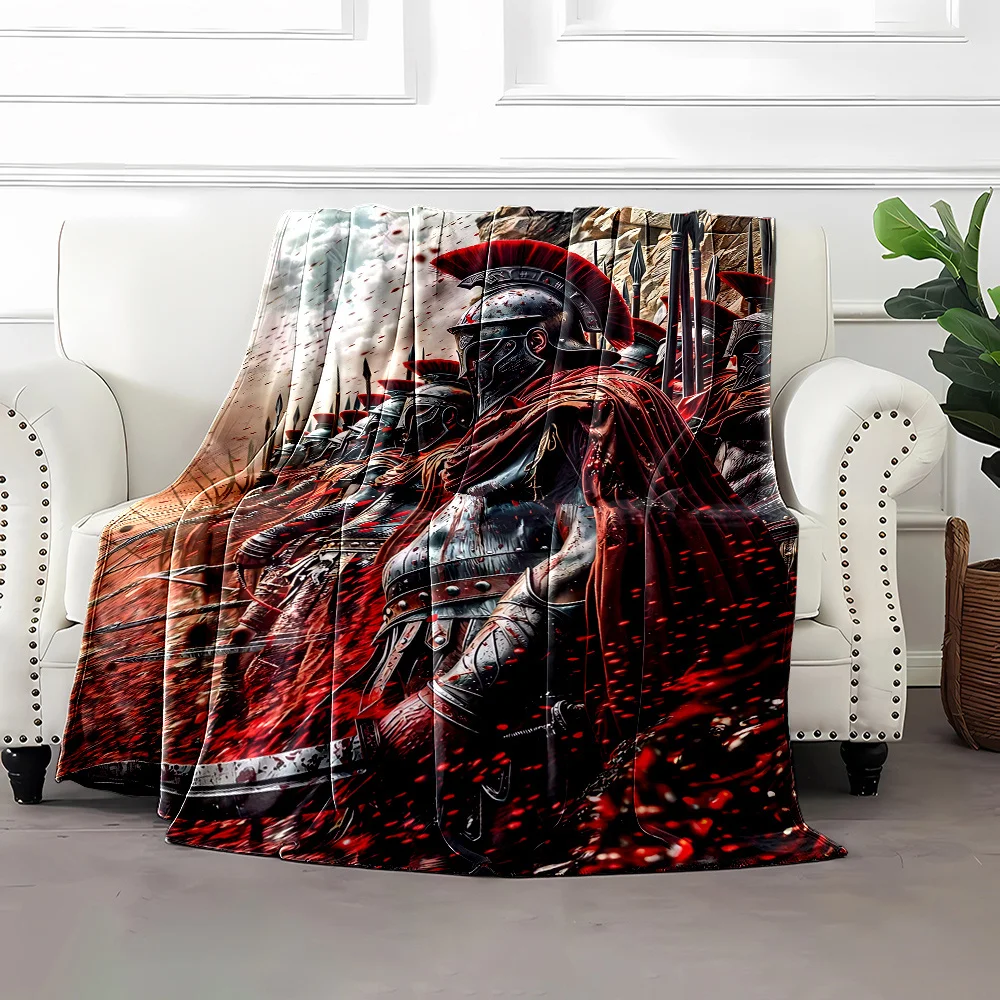 بطانية Spartan Warriors - رمي منزلي ناعم لديكور الغرفة، فكرة هدية فريدة، تصميم مشهد المعركة القديمة، عمل فني ملحمي #2
