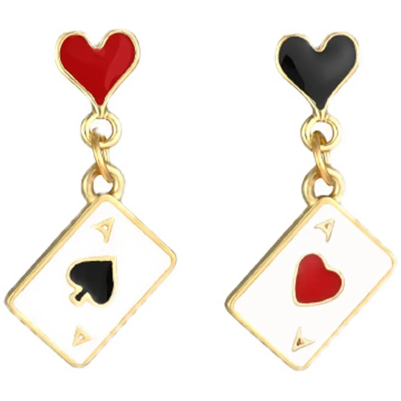 Women's Creative Playing Cards Heart Shape Drop Earrings