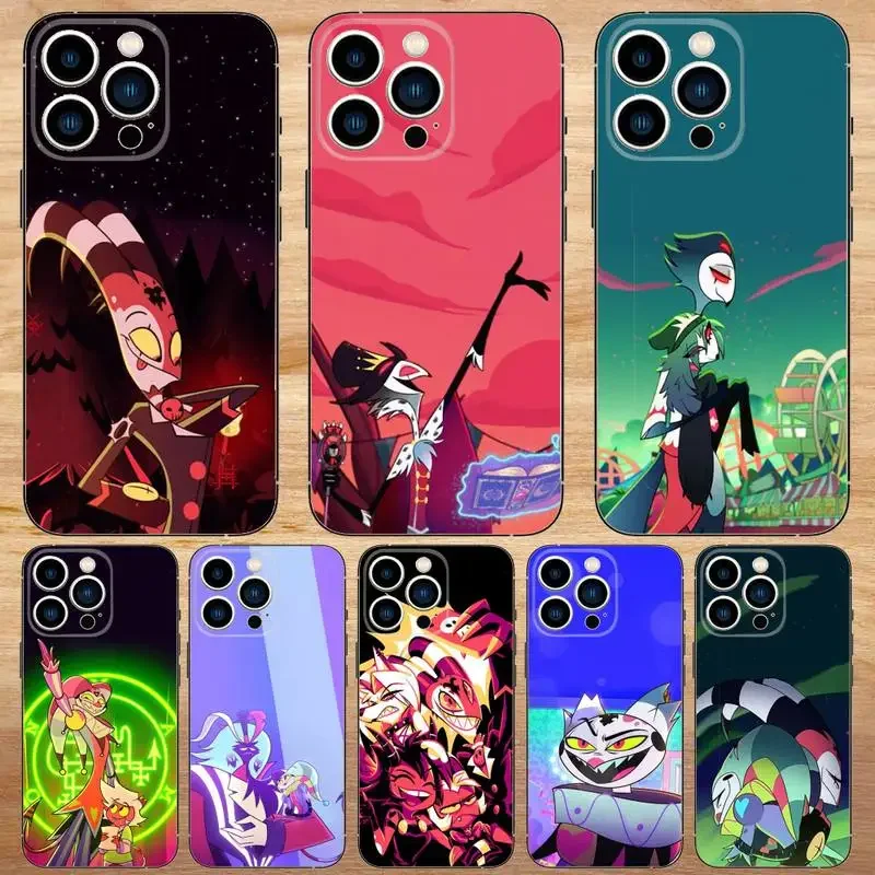 Helluva Boss Anime Phone Case For iPhone15,14,13,12,11,Pro,Max,Plus,Mini,X,XS,XR,8,7,6,S,Plus,SE Soft Black Case