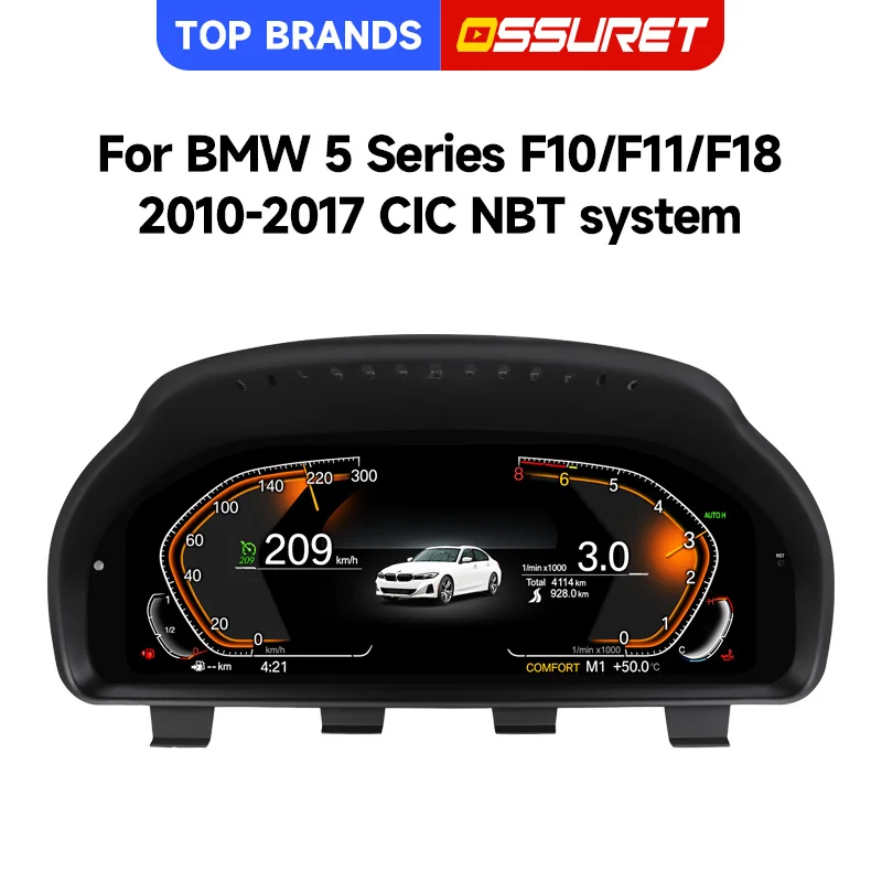 OSSURET – szybka wysyłka, 12,3-calowy cyfrowy panel wskaźników do BMW GT-F07/F10/F11/F18/F06/F12/F13/F01/F02/F03/F25/F26/F15/F16, system Linux, obsługa wielu języków, ekran HD 1920*720 z funkcją