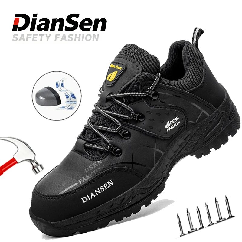 

Mens Waterproof Work Boots Steel Toe Safety Shoes Anti-smash Casual Safety Footwear Mens Hiking Leather Shoes Industrial Shoes