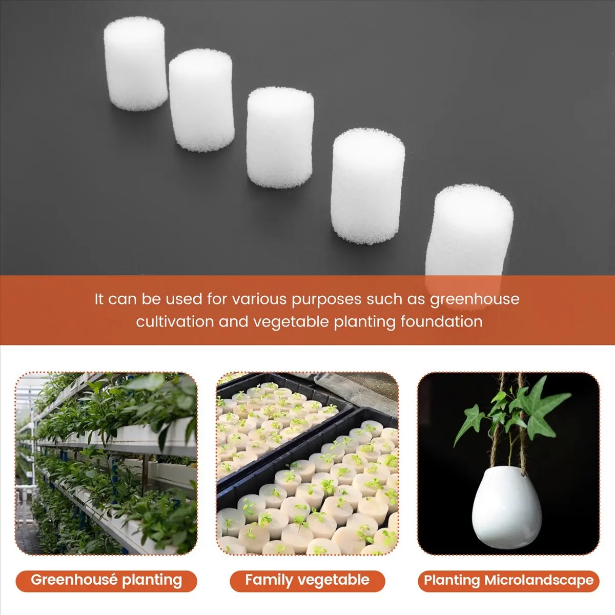 

A24I 100Pcs Hydroponic Sponge Cylindrical 19 mm for Vegetable Plant Cultivation in Net Pots, Plant Growth Accessories