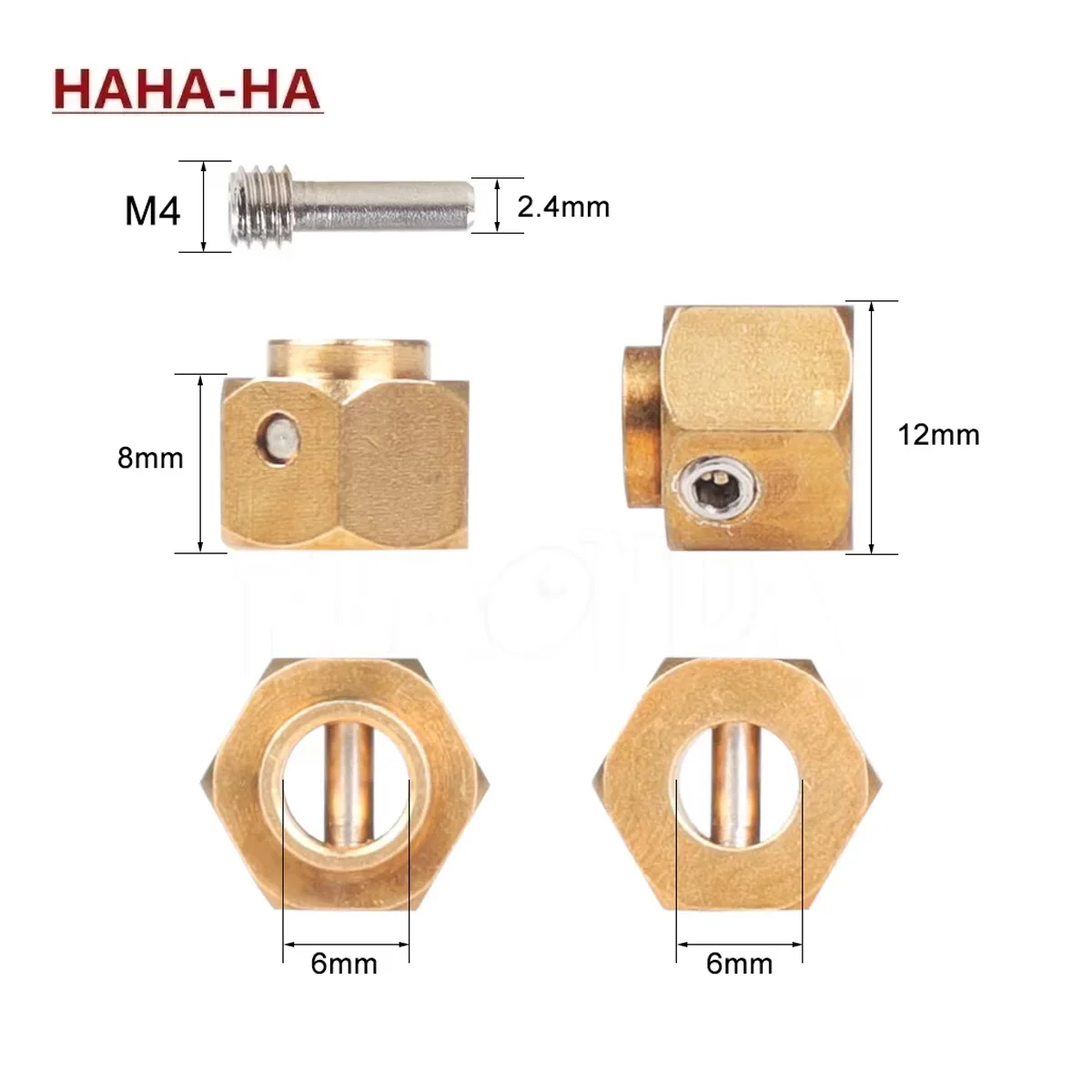 4pcs Brass 12mm Wheel Hub Extended Adapter 6mm 8mm 9mm 10mm 11mm 12mm for 1/10 RC Crawler Car TRX4 TRX6 Upgrade Parts