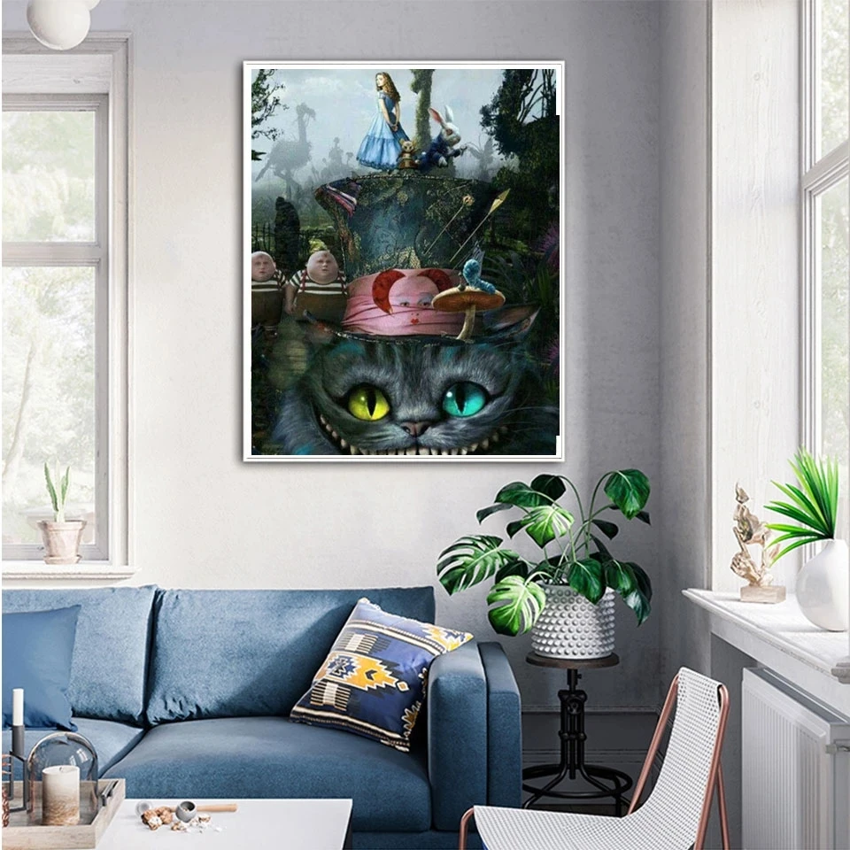 AB Disney Alice In Wonderland 5D DIY Diamond Painting Black Forest Tree Full Crafts Mosaic Kit Cartoon Art Decor Gift