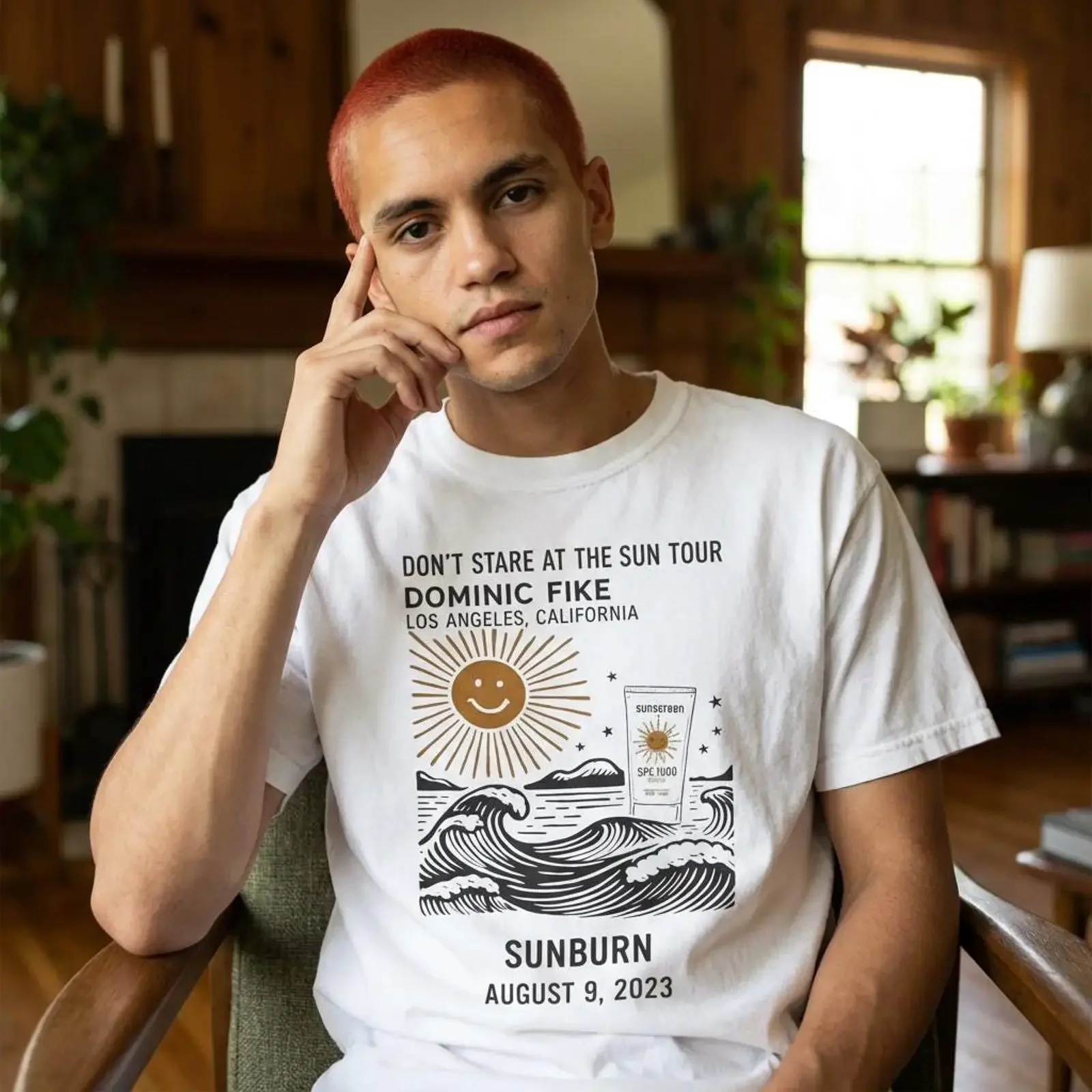 Dominic Fike Sunburn Tour T Shirt Garment Dyed vintage Washed Slightly designer clothes Breathable Stretched homme
