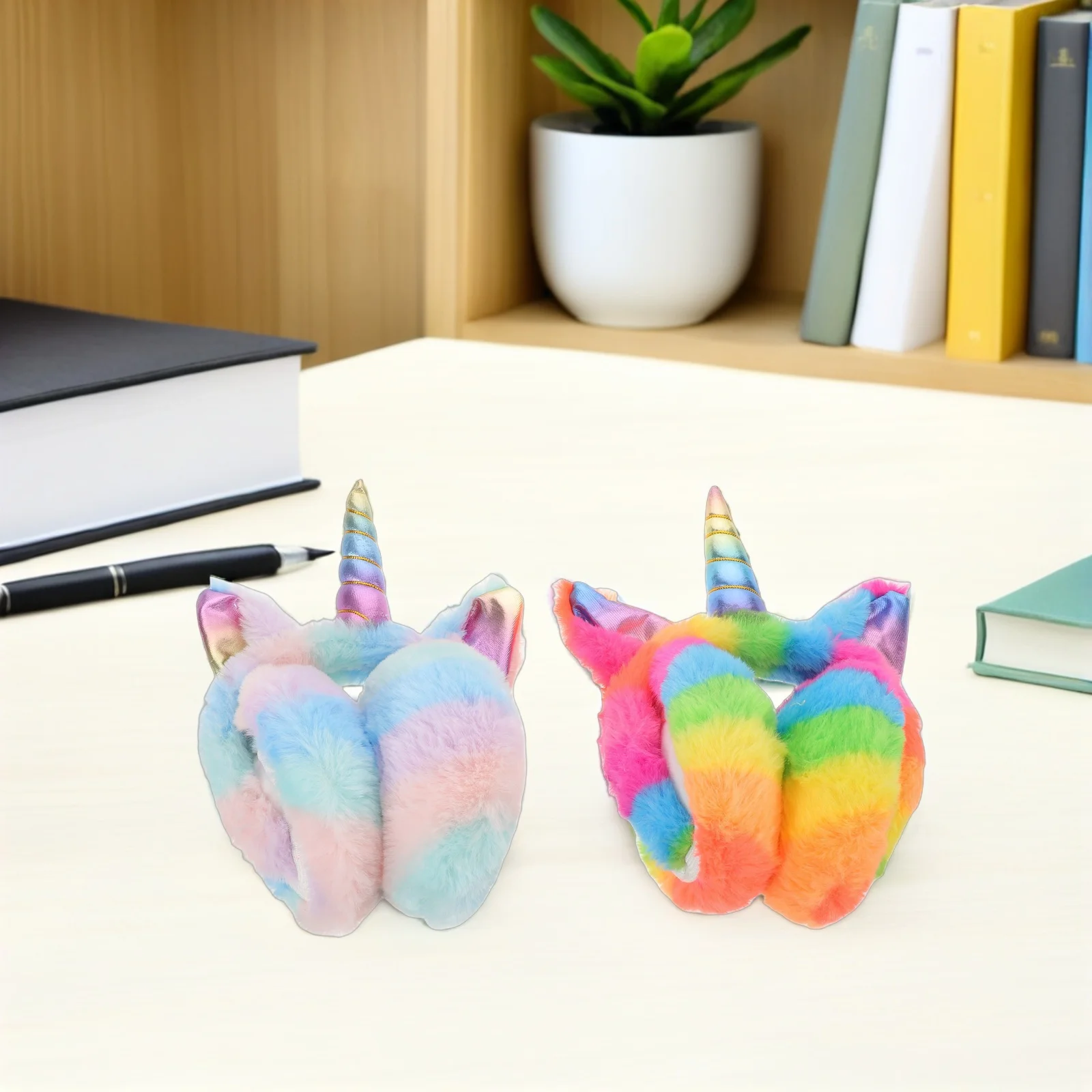2 قطعة الكرتون يونيكورن الأذن يفشل لينة الاطفال الشتاء عقال للطقس البارد في الهواء الطلق الدفء قابل للتعديل الأذن يغطي للفتيات الفتيان