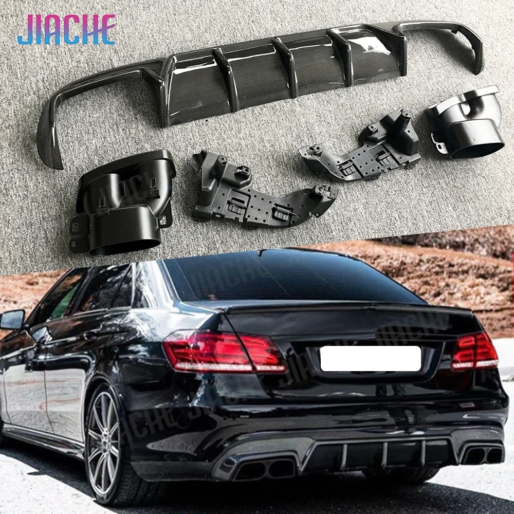 Carbon Fiber Hinten Diffusor Auspuff tipps Für Benz E Klasse W212 E63 AMG 2014-2016 Hinten Lip diffusor Splitter Spoiler
