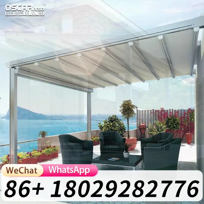

Customizable HeavyDuty LED Lighting Sunshade Classic Style Outdoor Garden Courtyard Awnings Umbrella Retractable Canopy Pergola