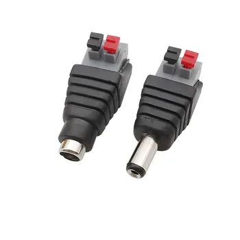 DC güç erkek dişi konnektör 5.5mm x 2.1mm DC fiş Jack lehimsiz basın tipi Terminal adaptörü için LED ışık şerit güvenlik kamerası