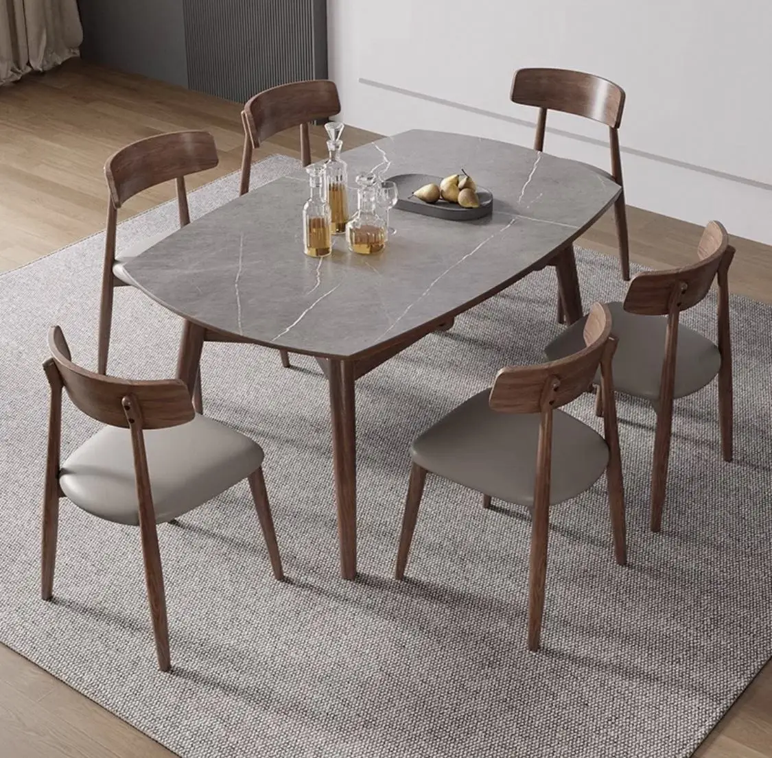 

&c Stainless Steel Stone Top Dining Table Set Modern Design Home Apartment Villa Hotel Living Room Home Office Indoor