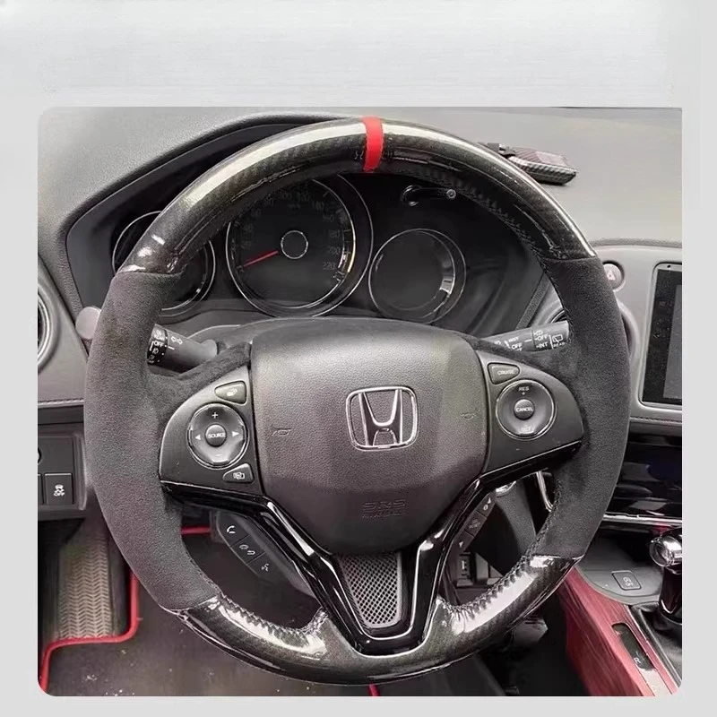 For Honda Fit City Jazz 2014 2015 HRV HR-V 2016 Hand-Stitched Non-Slip suede Car Steering Wheel Cover