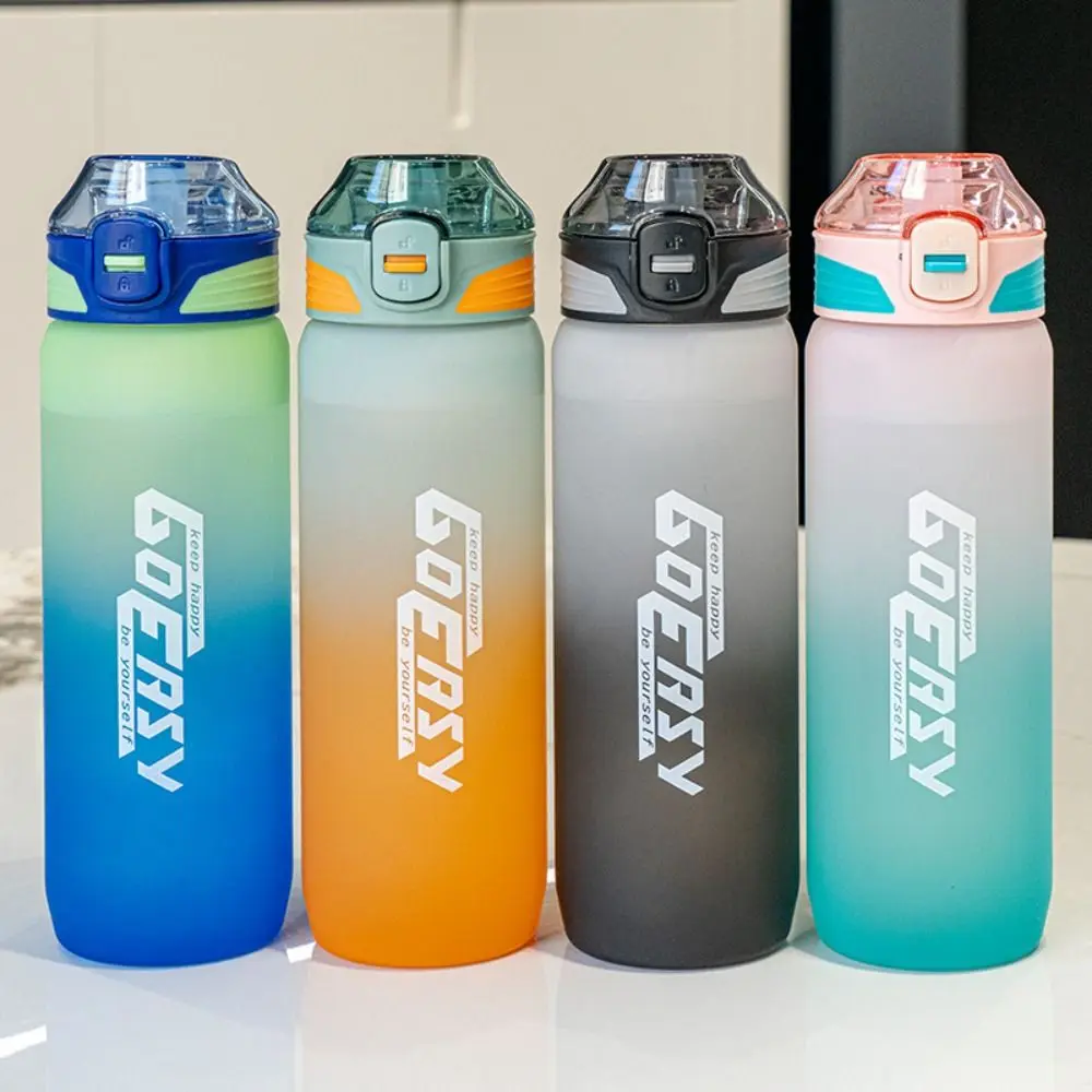 800ML Gradient Sports Water Bottle Leak-proof with Time Scale Colorful Plastic Cups Dustproof Portable