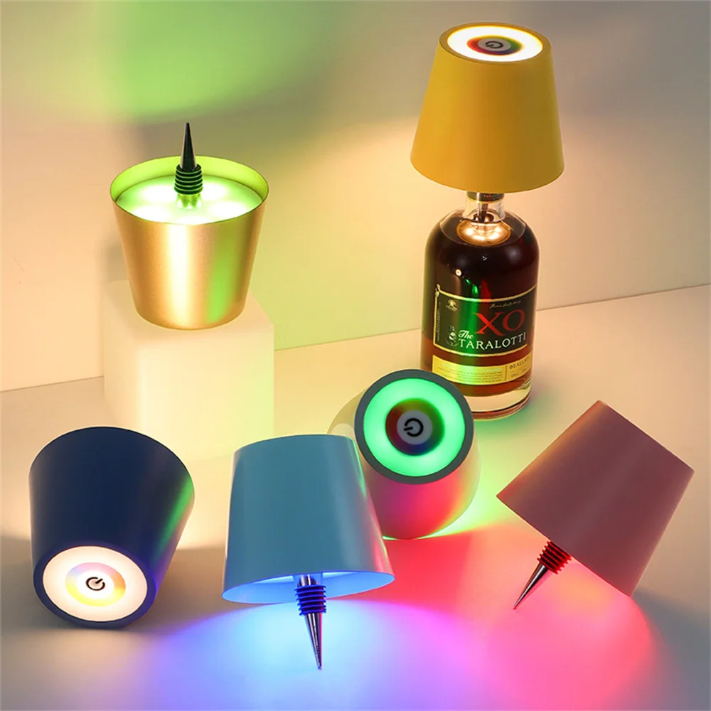 

Wireless Wine Bottle Light RGB &3000-6000K Rechargeable Touch Night Lamp Indoor Decoration for Bar,KTV,Party,Gifts