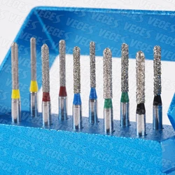 Juego de fresas dentales de diamante serie SR, juego de brocas de alta velocidad FG, fresas de pulido Dental, vástago de 1,6mm, 10 unidades por juego