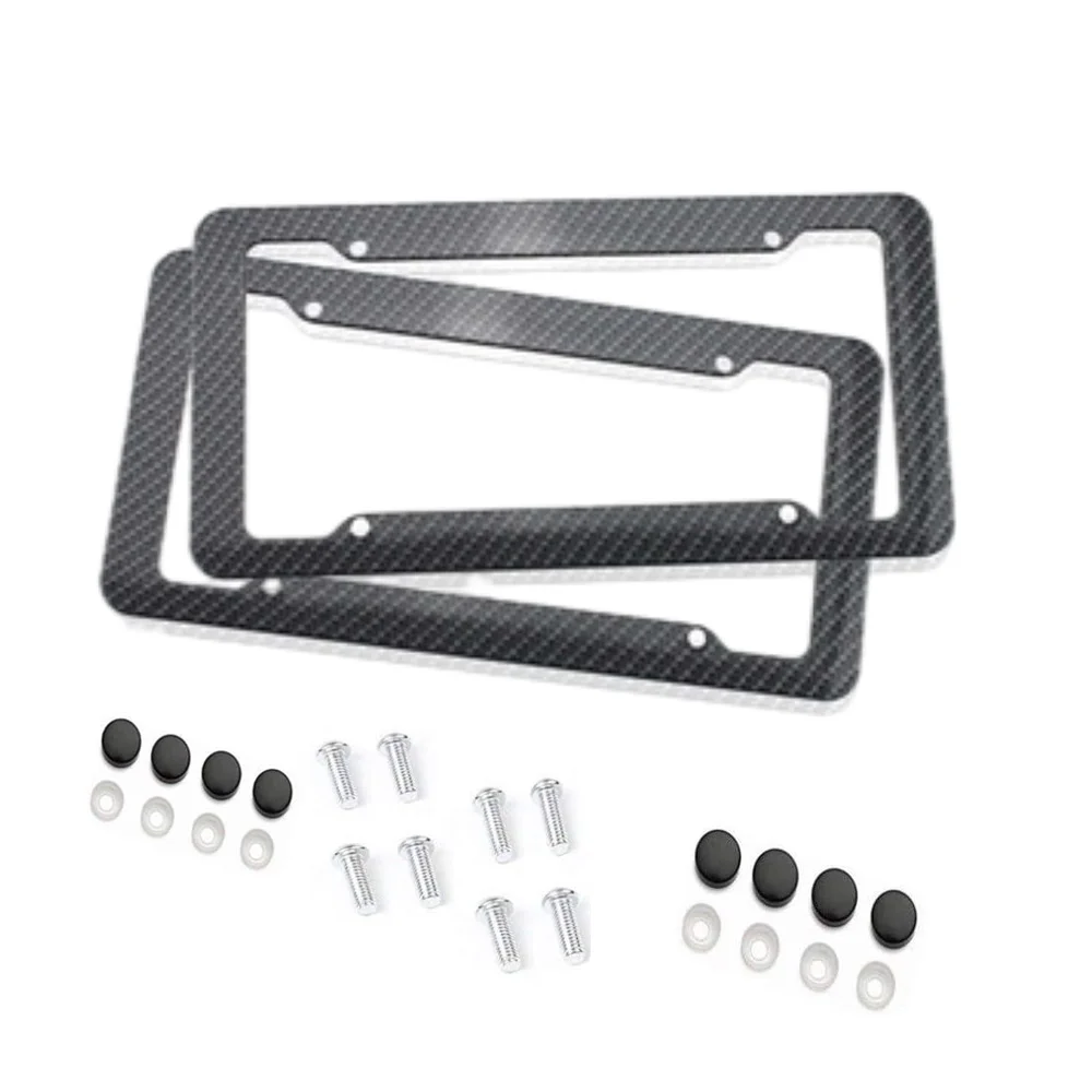 

Carbon Fiber Look Finish Car License Plate Frame for most car, trucks, SUVs Plastic