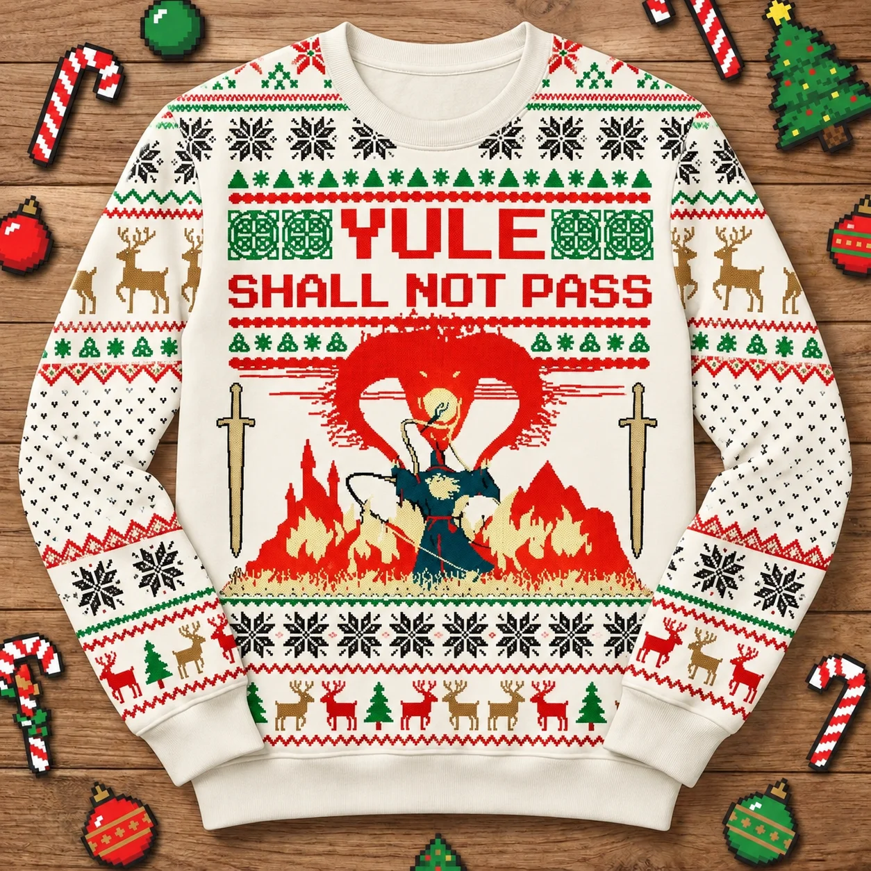 Yule Shall Not Pass Ugly Christmas  Sweatshirt  Funny Holiday Parody Party Unisex Mens Womens Fans Gifts