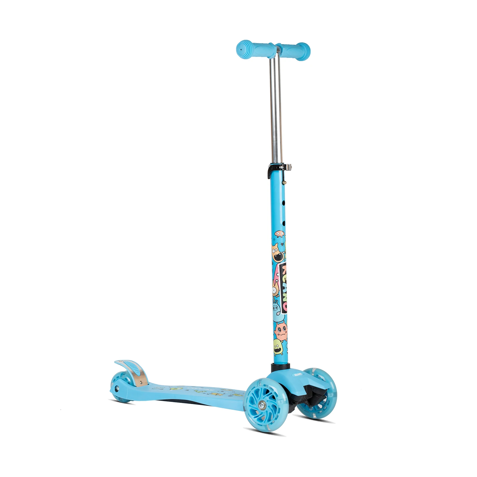 KEANO Kick Scooter for Boys & Girls, Kids and Toddler 3 Wheel Scooter with Light Up Wheels, Adjustable Handlebars, Brake, Blue