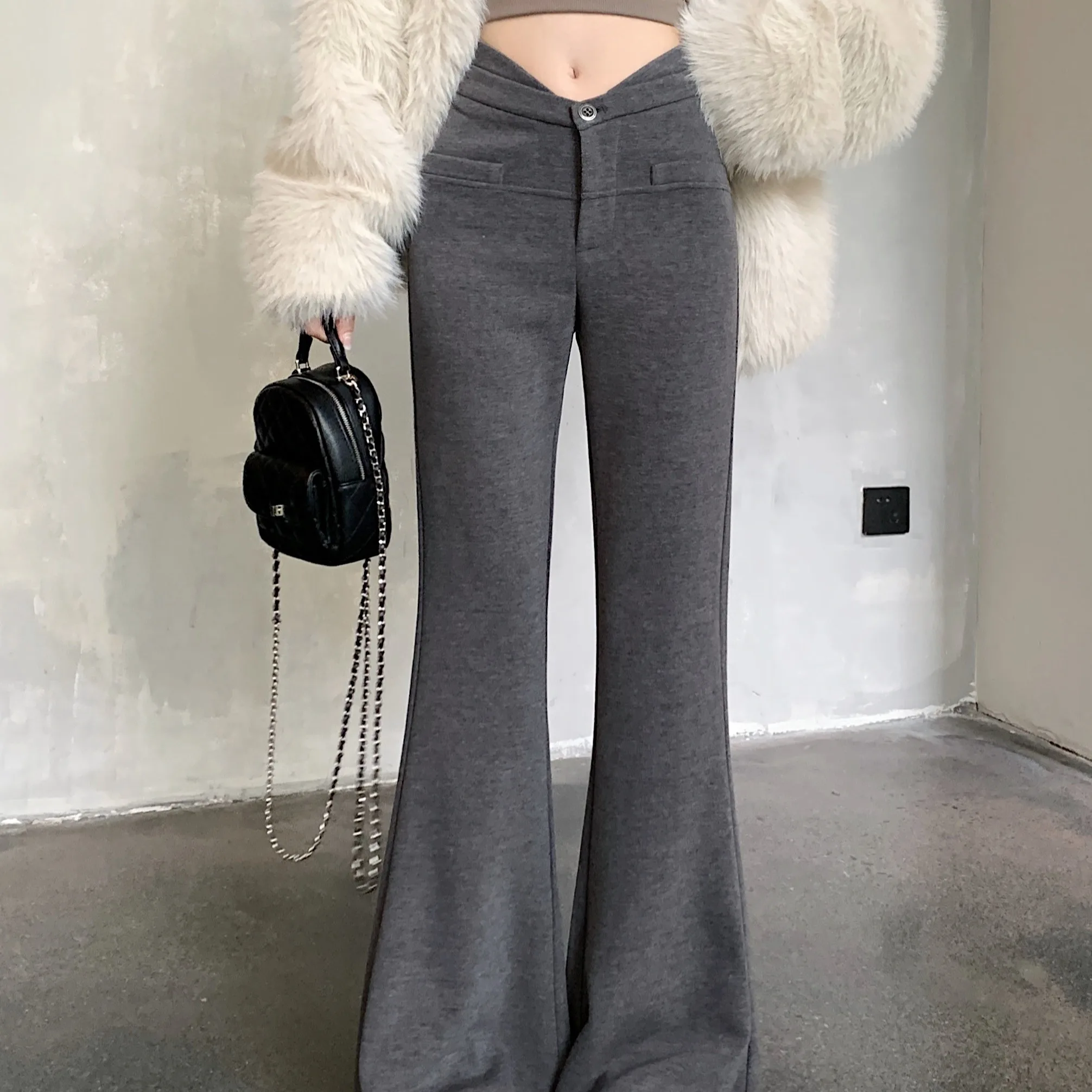 Pantaloni casual svasati a vita alta coreani alla moda da donna Autunno Inverno Nuovo arrivo Leggings lunghi dritti Lunghezza pavimento