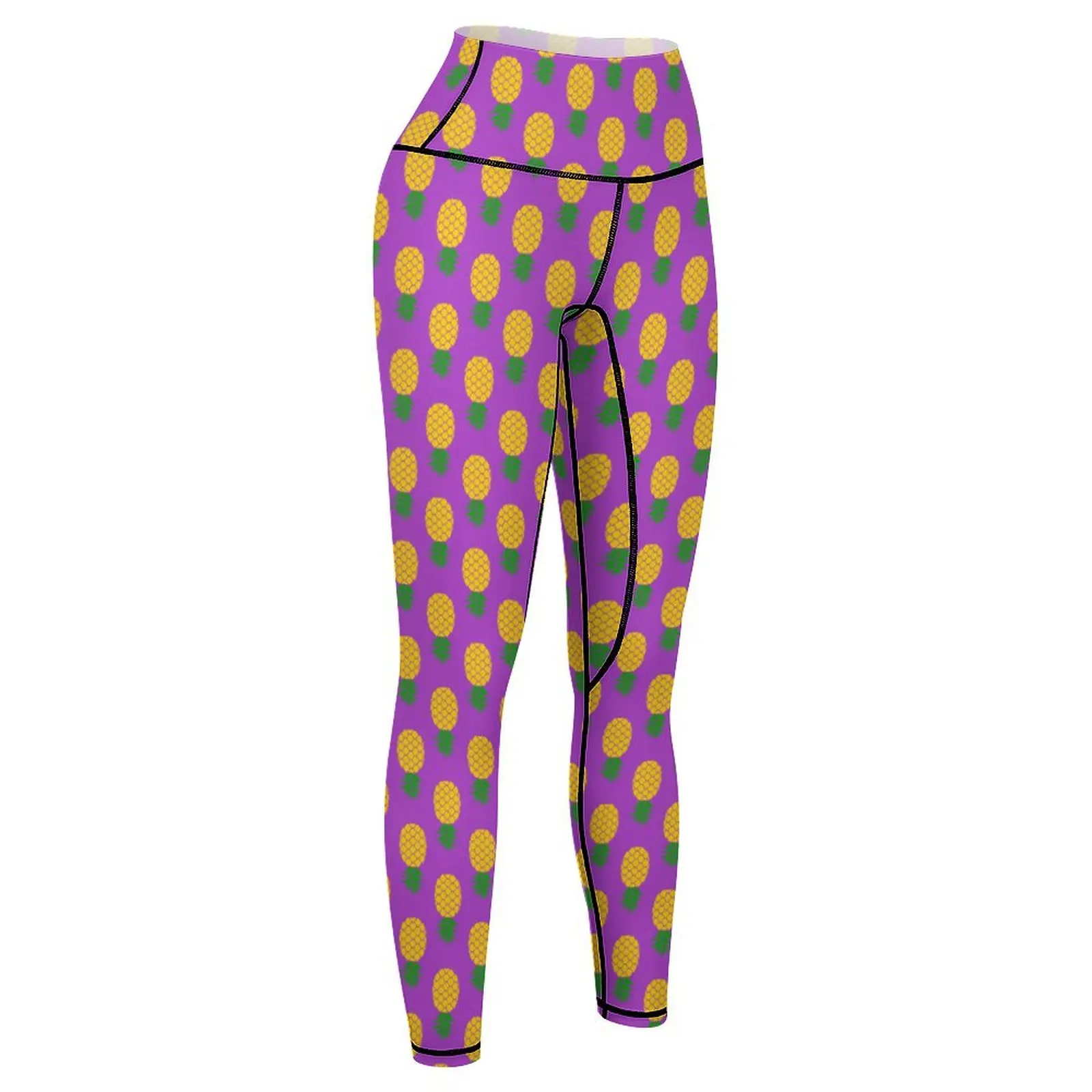 Leggings a vita alta da donna - Pantaloni da yoga da allenamento con stampa di ananas capovolti