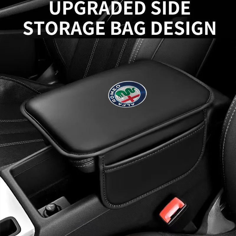 Car Armrest Mat Center Console Leather Protection Cushion For Alfa Romeo Giulia Stelvio Giulietta 156 159 147 Mito Tonale Brera