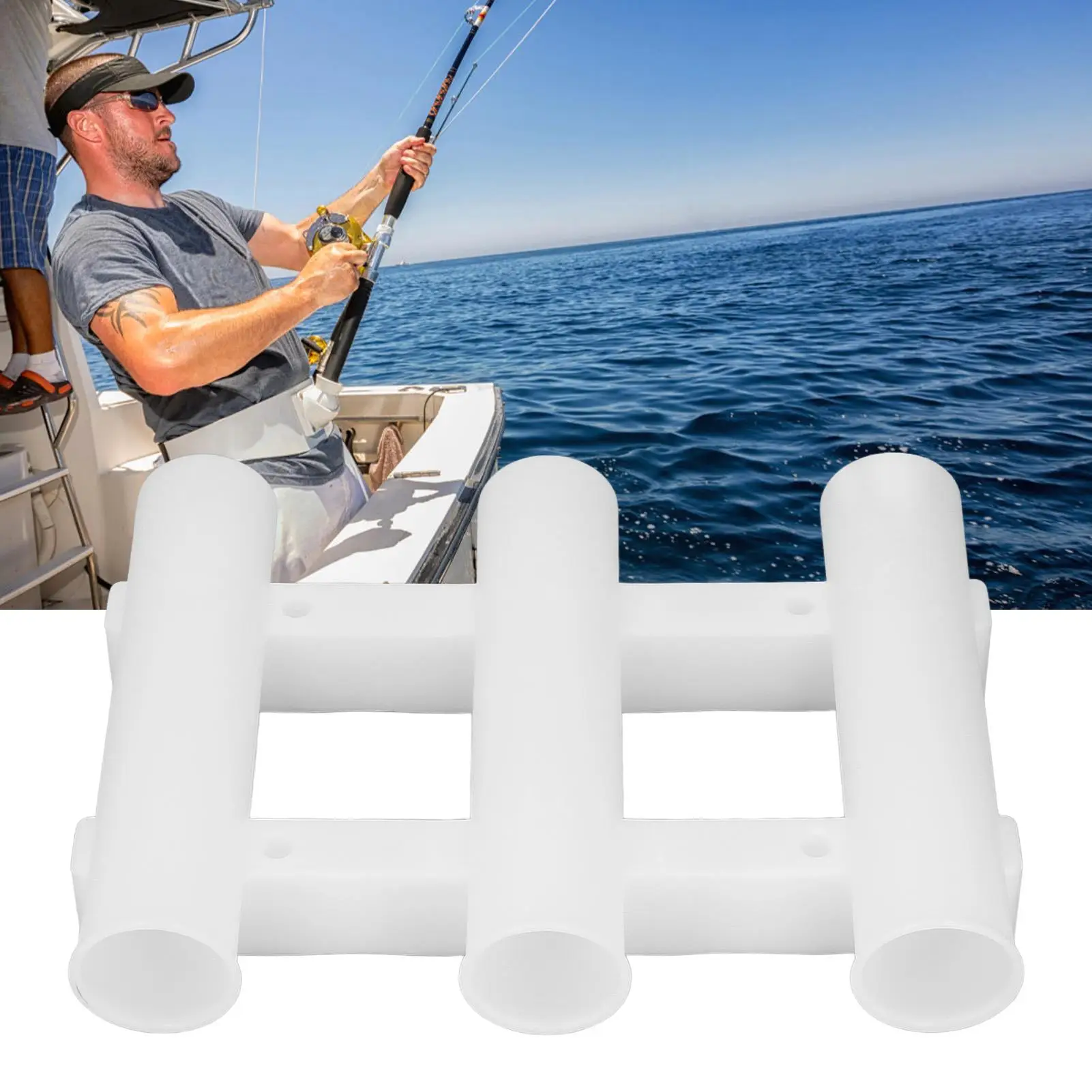 3 Tube Fishing Rod Holder Rack Easy Install Waterproof Portable with 4 Screws for Boat