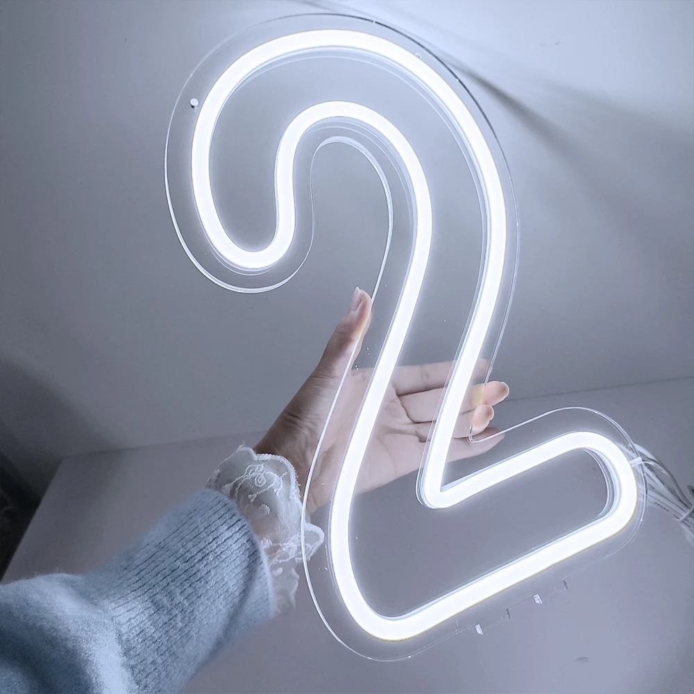 38cm LED Neon Digital Sign 0-9 Numbers Light for Birthday Wedding Party Decor USB Powered 15-inch High Numbers Light Sign