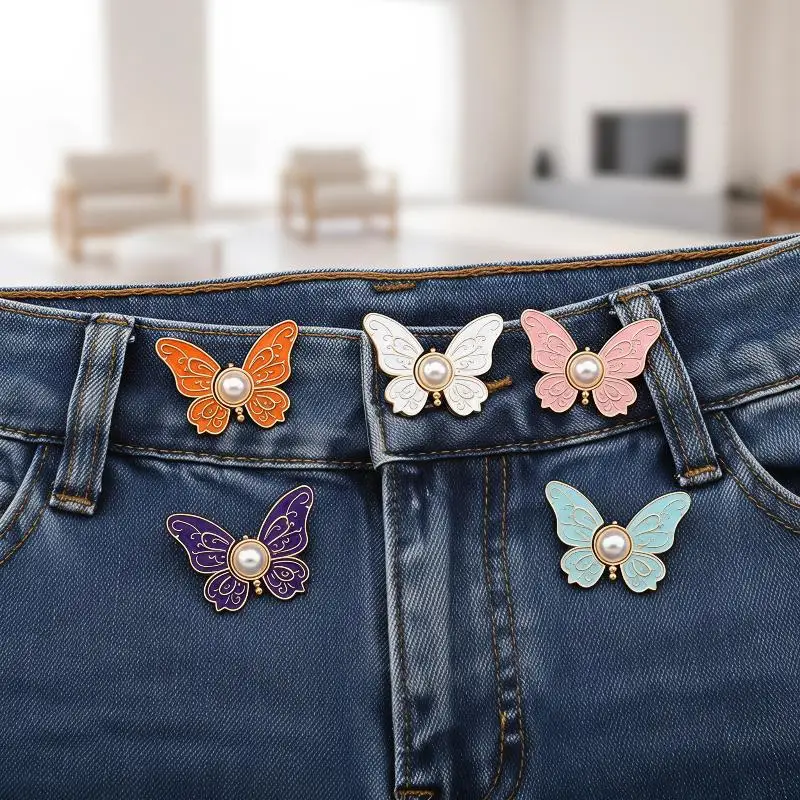 Multifunctional Butterfly Waist Tightener Buckle Adjustable No Sew Clips for Jeans Pants Skirts Dress Women Daily Use