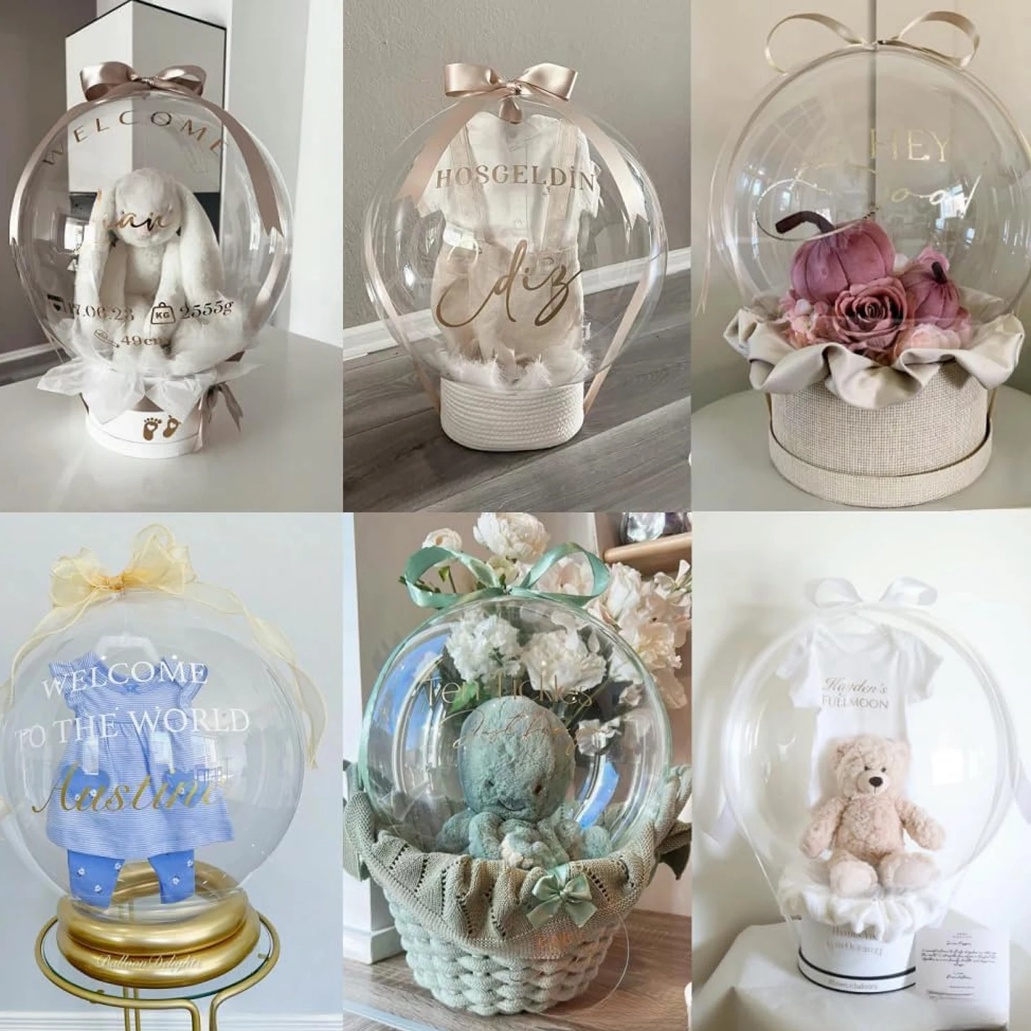 5/10 Stück transparente Wellenballons mit breiter Öffnung, Geschenkverpackung für Hochzeit, Geburtstagsparty-Dekoration (ohne Inhalt) – Detail 1