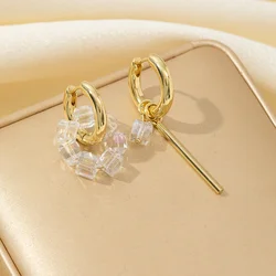 Statement Minimalist Gold Silver Color Asymmetric Square crystal Pendant Hoop Earrings Street Style Elegant Fashion Jewelry
