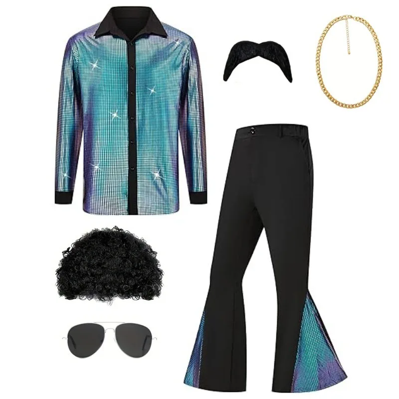 Spring New 70 Generation Boys Classic Casual Retro Glossy Suit Disco Performance Suit Clothing view 2