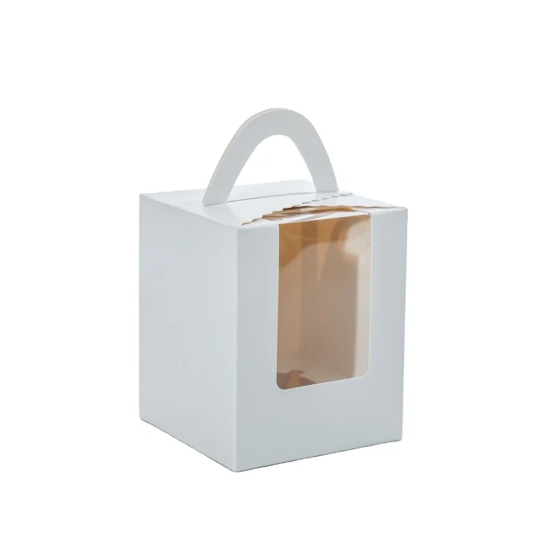 Boîte à Gâteaux Portable avec Fenêtre Transparente en PVC, Produit Personnalisé, pour Cupcake, Bonbons, Dessert, Emballage en Carton Blanc, Haute Qualité