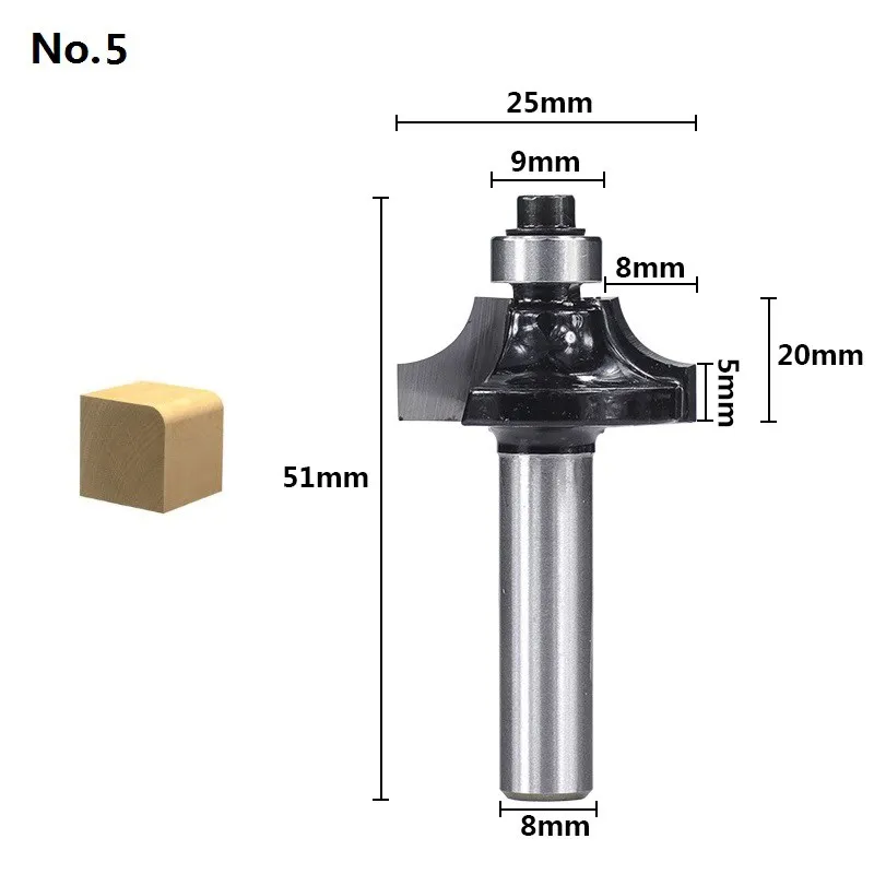 8mm Shank Wood Router Bit Black End Mills Carbide 45 Degrees Chamfer End Mills For Wood 1pcs Woodworking Tools