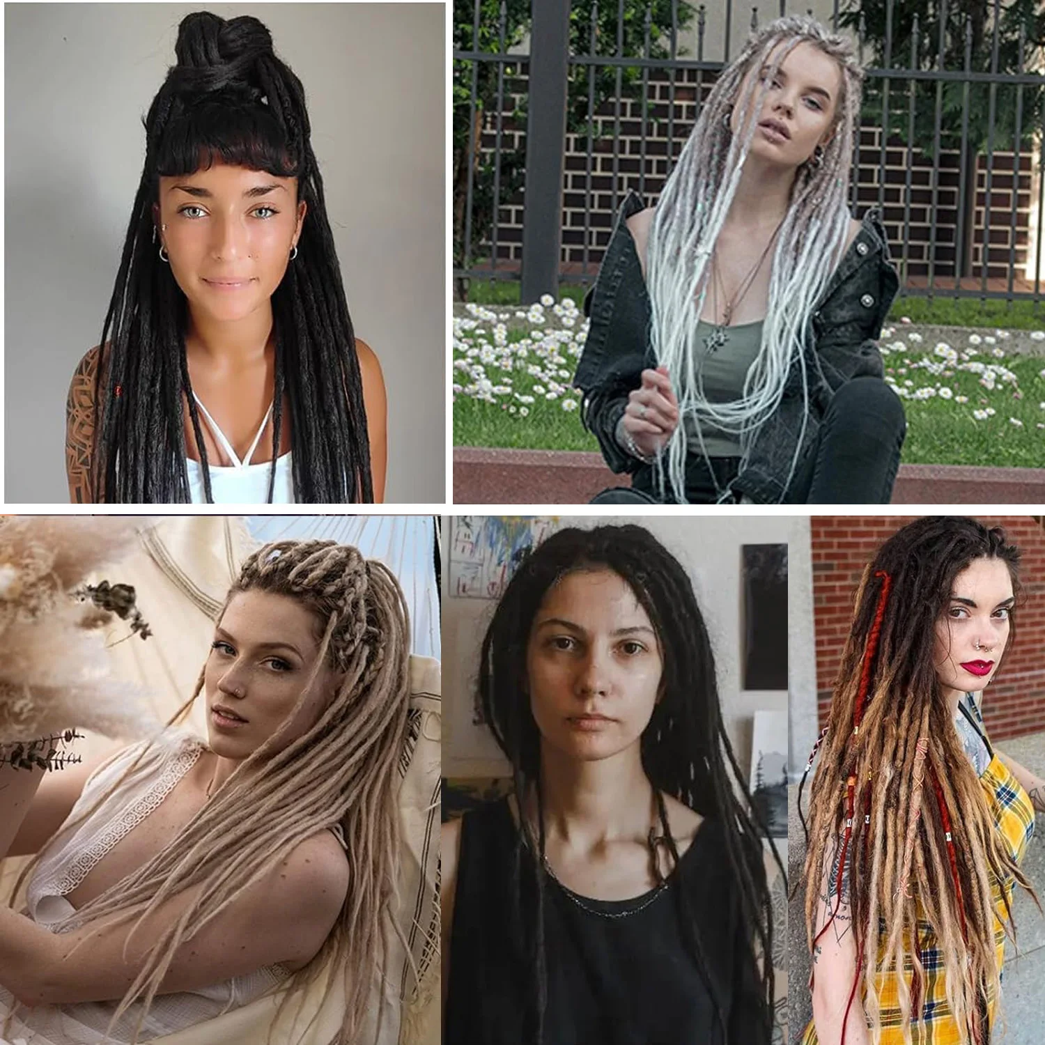 24 Inches Double Ended Dreadlock Extensions Straight Synthetic Dreadlock Extensions Strands Dreads Extensions
