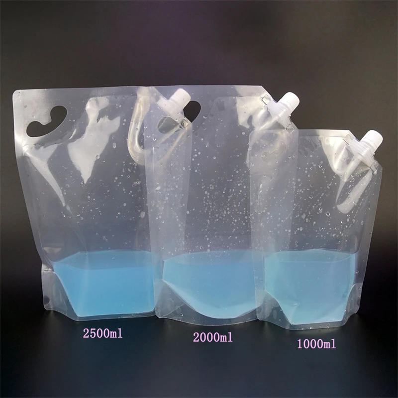 StoBag 50/20pcs Transparent Drink Liquid Package Nozzle Bags for Beer Juice Beverage Storage Sealed Stand Up Reusable Pouches