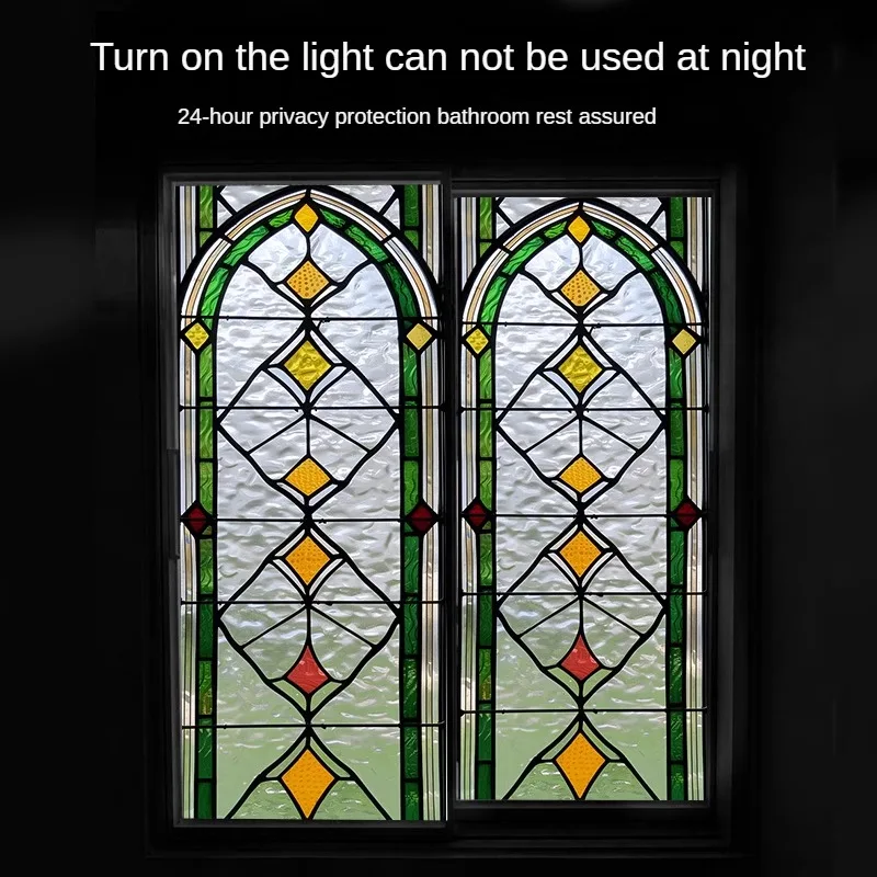 Vintage Tinted Window Glass with Anti-peeping Film Anti-light Electrostatic Scrub Window Film  Stained Glass  Window Sticker