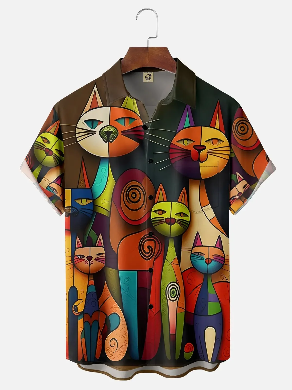 Abstract cartoon animal men's shirt with 3D print featuring a niche art graffiti design Summer casual men's street style shirt