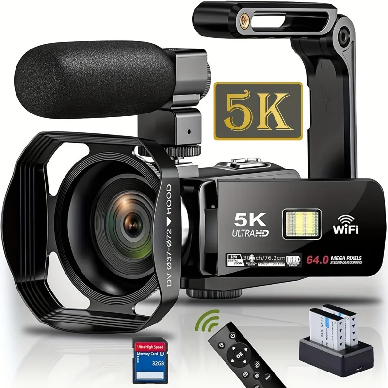 

5K 64MP Camera，Belt WiFi、18 Zoom、Night Function - vlogging and outdoor use，Halloween and Christ